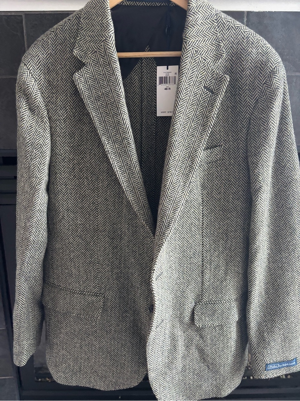 Polo by Ralph Lauren Herringbone Sport Coat - Gray & Cream Retail 798